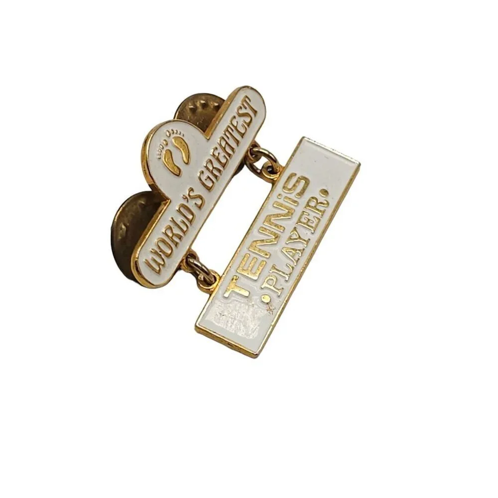 Hang Ten World's Greatest Tennis Player Footprints Lapel Brooch Pin Vintage